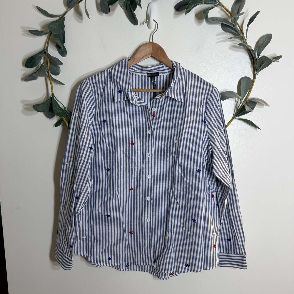 NWT Coco + Carmen Blue Stars & Stripes Button Up